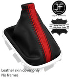 BLACK&RED STRIPE TOP GRAIN LEATHER GEAR GAITER FOR RENAULT KADJAR 2015-2019