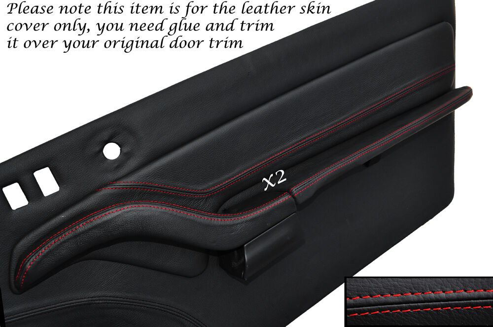 RED STITCH 2X TOP DOOR TRIM  & 2X HANDLE ARMREST SKIN COVERS FITS PORSCHE 993