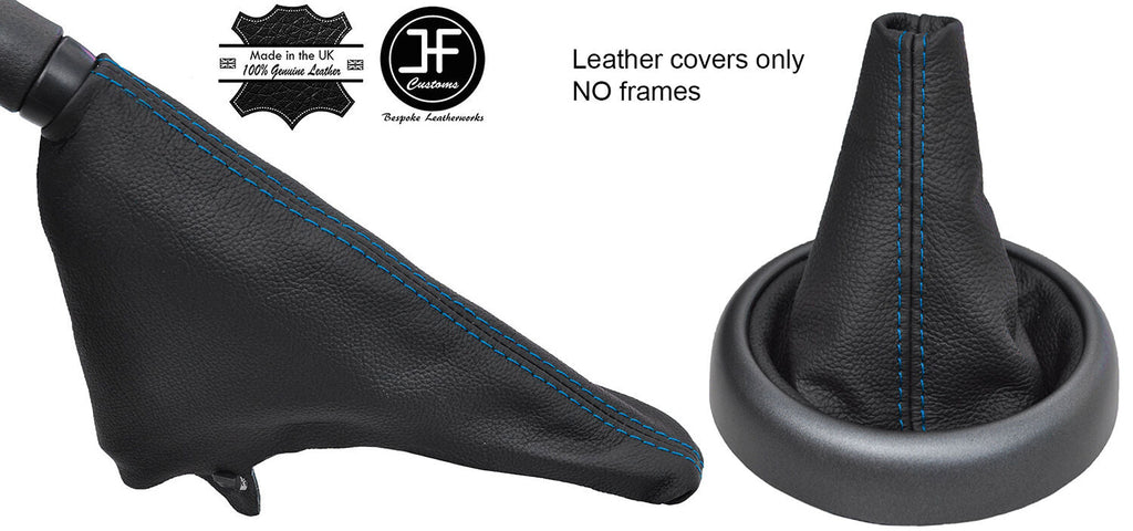 BLUE STITCH TOP GRAIN REAL LEATHER GAITER SET FITS BMW MINI R50 R52 R53 01-06