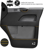YELLOW STITCH 2X FRONT DOOR CARD LEATHER COVERS FOR VW T5 TRANSPORTER CARAVELLE