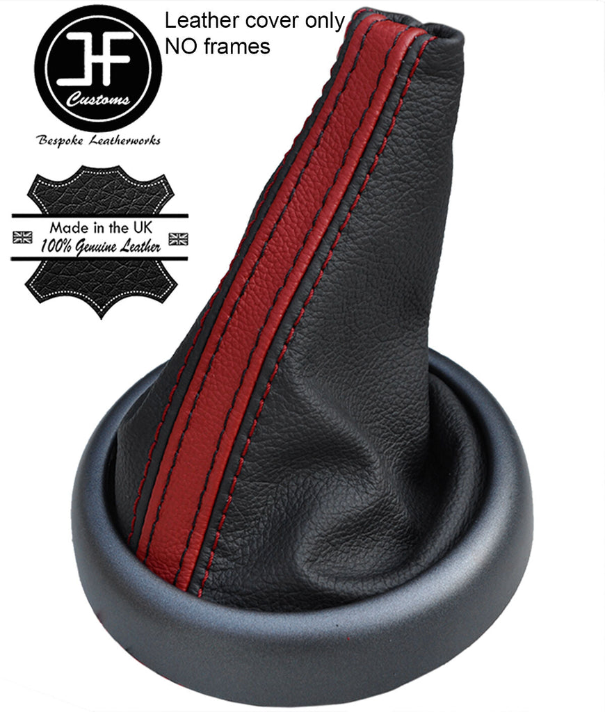 BLACK DARK RED STRIPE TOP GRAIN LTHR  GEAR GAITER FOR BMW MINI R50 R52 R53 01-06