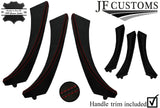 D RED STITCH ITALIAN LEATHER 3X DOOR HANDLE TRIM + COVERS FOR BMW E90 E91 E9X
