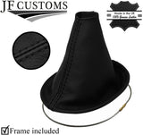 BLACK STITCH REAL LEATHER GEAR GAITER+METAL FRAME FITS NISSAN SENTRA SE R 07-12