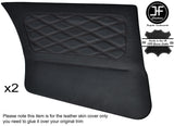BLACK DIAMOND STITCHING 2X REAR DOOR CARD LEATHER COVERS FITS BMW E30 SALOON