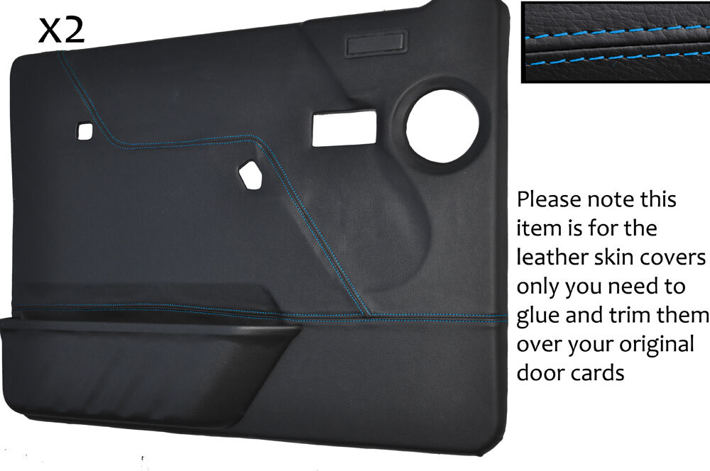 BLUE STITCH 2X FRONT DOOR CARD COVERS FITS LAND ROVER DISCOVERY 1 200 V8 89-95