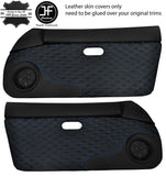 BLUE DIAMOND STITCH 2X DOOR CARD LEATHER COVERS FOR MAZDA MX5 MK1 MIATA 89-97