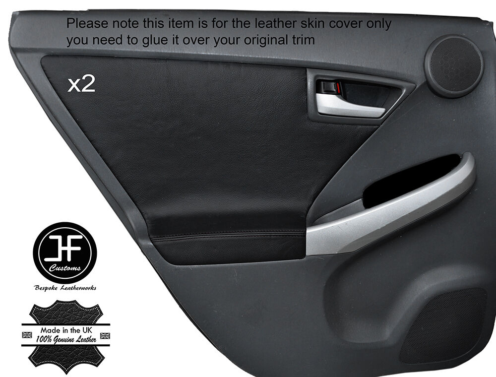 BLACK STITCHING 2X REAR DOOR CARD TRIM COVERS FITS TOYOTA PRIUS 2010-2015