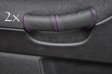 FITS  BMW E36 1991-1998 2X DOOR HANDLE COVERS BLACK LEATHER purple stitching