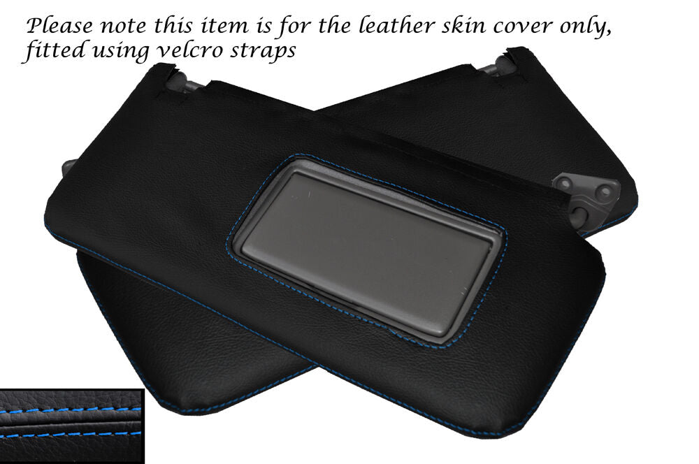BLUE STITCH 2X SUN VISORS LEATHER SKIN COVERS FITS NISSAN PATROL Y61 1998-2013