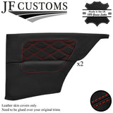 RED DIAMOND STITCH 2X REAR QUARTER PANEL LEATHER COVERS FOR BMW E30 COUPE STYLE3
