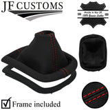 RED STITCH LEATHER GEAR GAITER +PLASTIC FRAME FITS VW PASSAT B5 FL 2001-2005