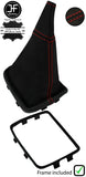RED  STITCH REAL LEATHER GEAR GAITER+PLASTIC FRAME FOR CHEVROLET CAMARO 93-97