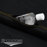 YELLOW RED STITCH PERFORATED LEATHER 2X CAR KEY HOLDER FITS VW GOLF MK5 V 03-09