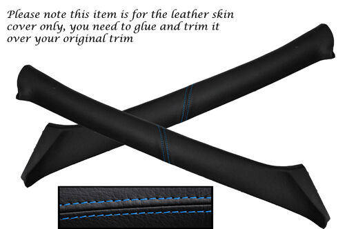 BLUE STITCH FITS FORD FIESTA MK4 MK5 95-02 2X WINDSCREEN PILLAR LEATHER COVERS
