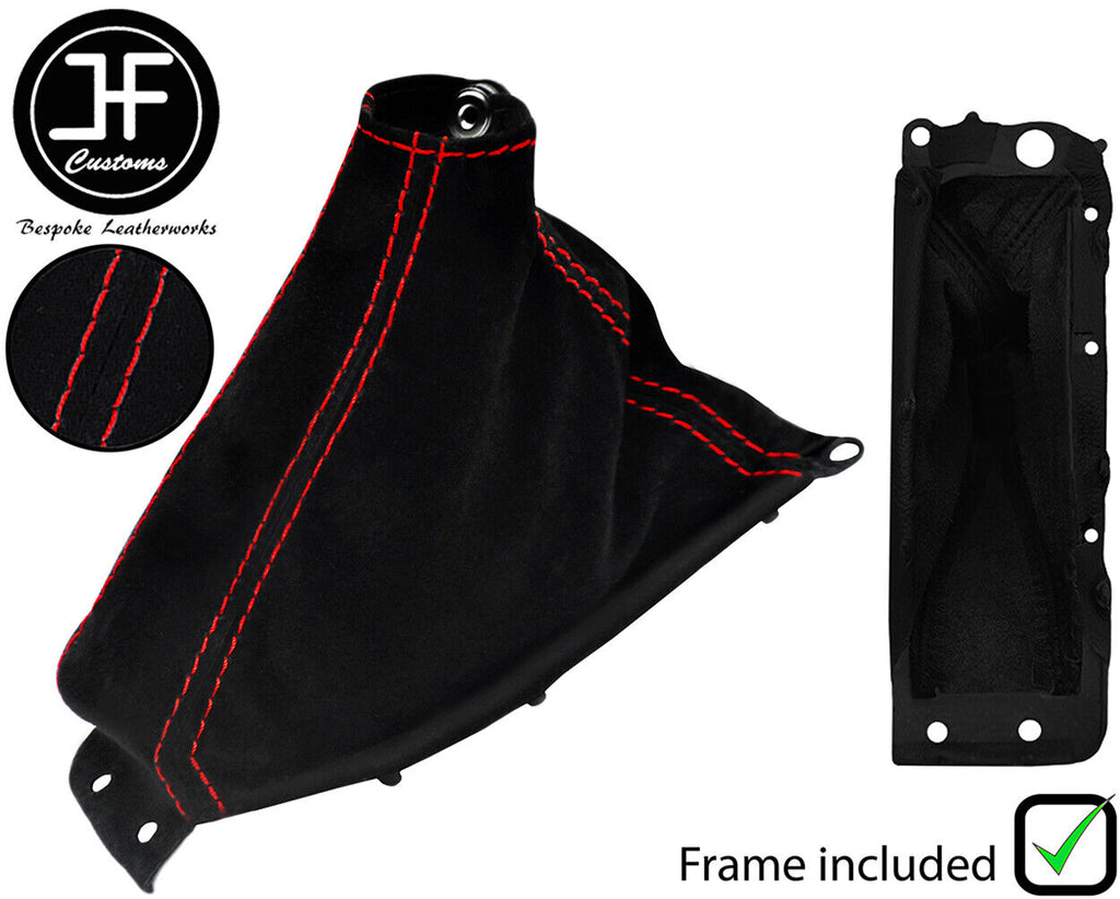 RED STITCH SUEDE HANDBRAKE GAITER+PLASTIC FRAME FITS NISSAN 300ZX 1989-1996