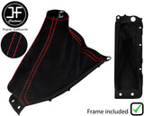 RED STITCH SUEDE HANDBRAKE GAITER+PLASTIC FRAME FITS NISSAN 300ZX 1989-1996