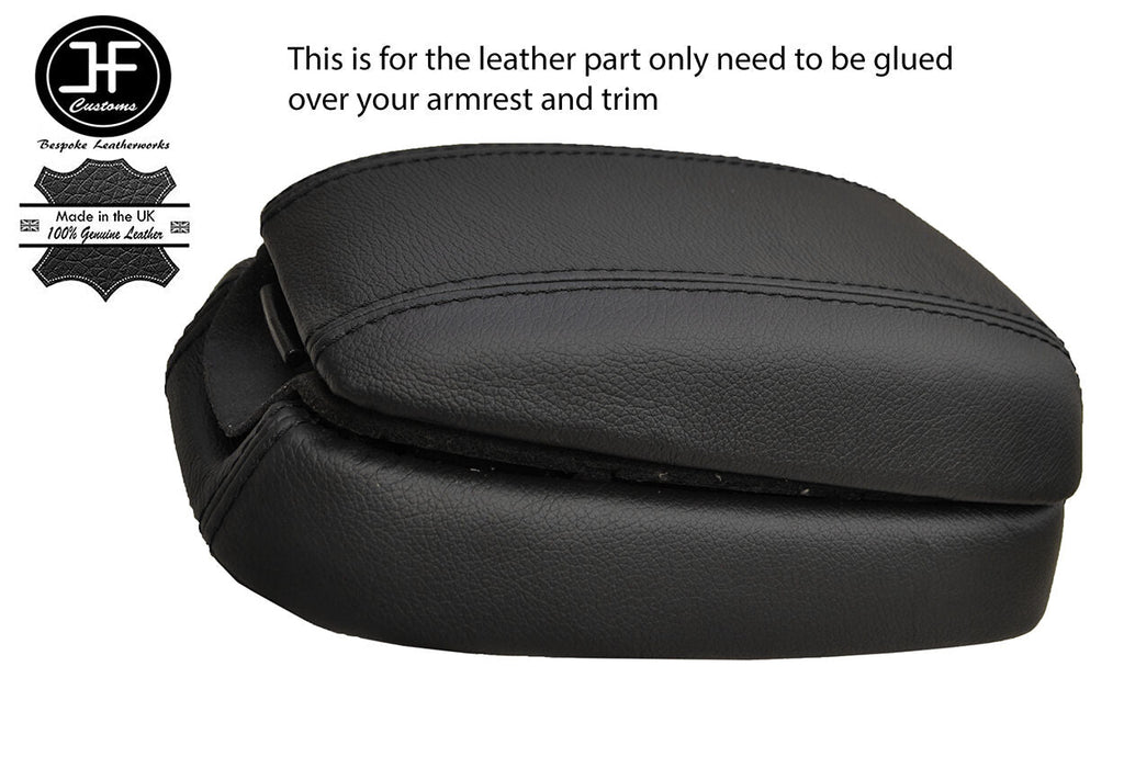 BLACK STITCH ARMREST LID & LOWER REAL LEATHER COVERS FITS HYUNDAI SONATA 02-05