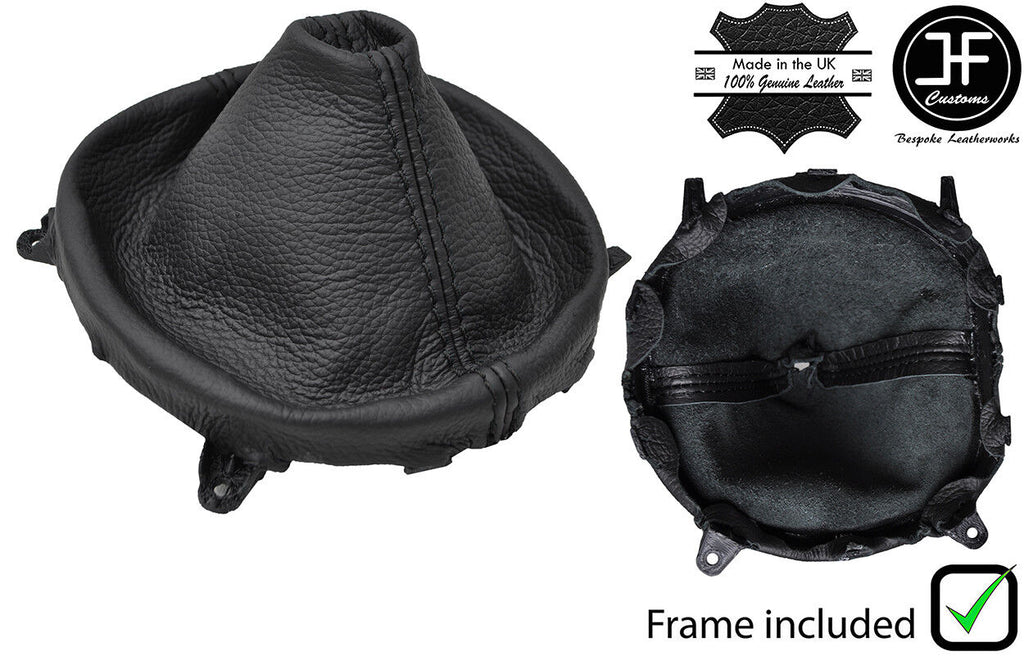 BLACK STITCH LEATHER GEAR GAITER WITH PLASTIC FRAME FITS MAZDA MX5 MK4 15-2018