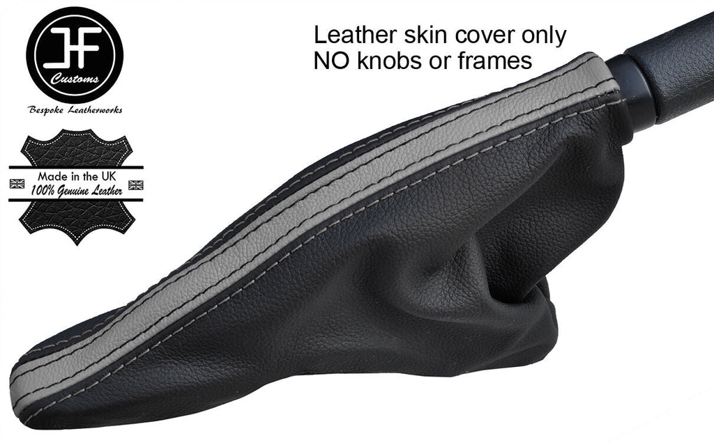 BLACK & GREY TOP GRAIN LEATHER HANDBRAKE GAITER FOR BMW MINI R50 R52 R53 01-06