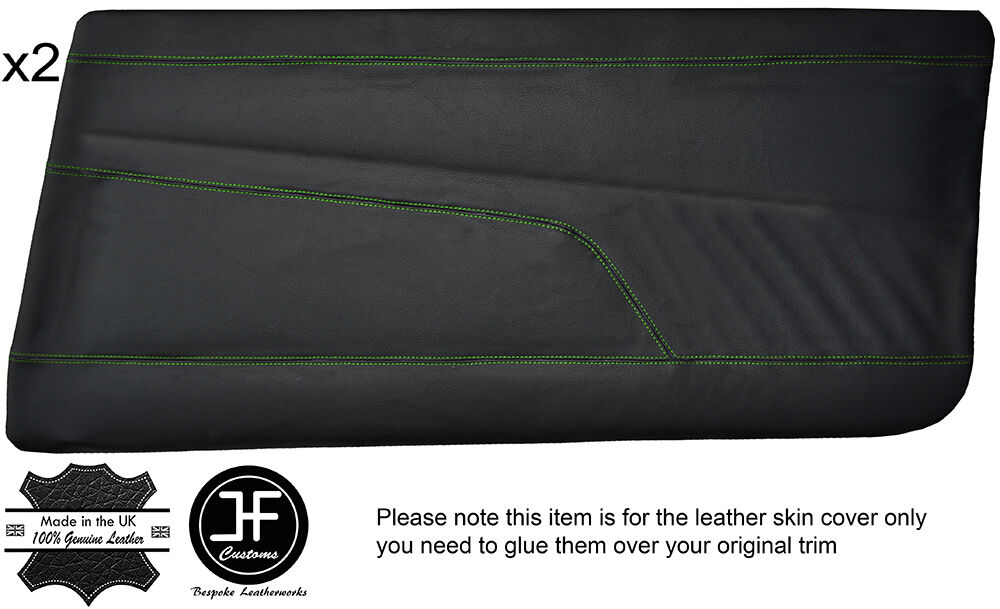 GREEN STICH 2X FRONT DOOR CARD LEATHER COVER FITS ALFA ROMEO SPRINT ALFASUD MK3