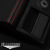 RED STITCH LEATHER GLOVEBOX COVER FITS MERCEDES 190E CUSTOM NEW MADE IN UK