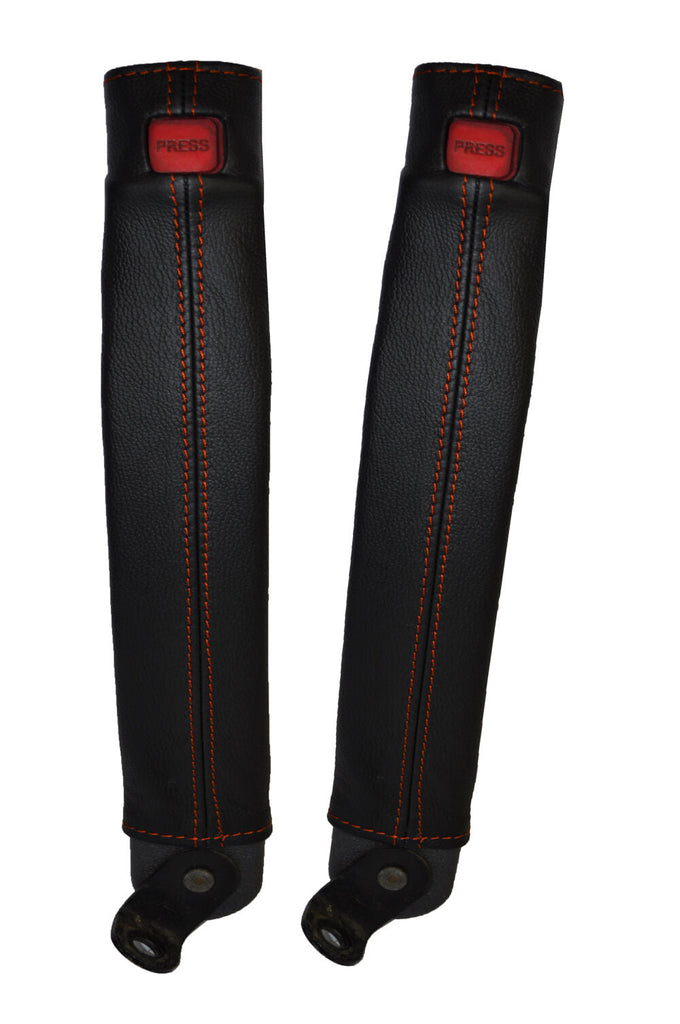 ORANGE STITCH 2X SEAT BELT SKIN COVERS FITS TOYOTA LAND CRUISER PRADO LJ78/LJ70