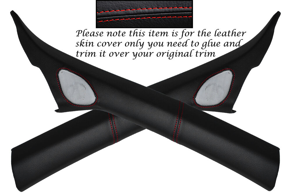 RED STITCH 2X WINDSCREEN A PILLAR LEATHER COVERS FITS AUDI A3 8P S3 RS3 03-12