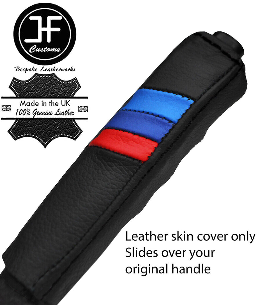 BLACK STICH TRI STRIPE LEATHER HANDBRAKE HANDLE COVER FOR BMW E31 840 850 90-99