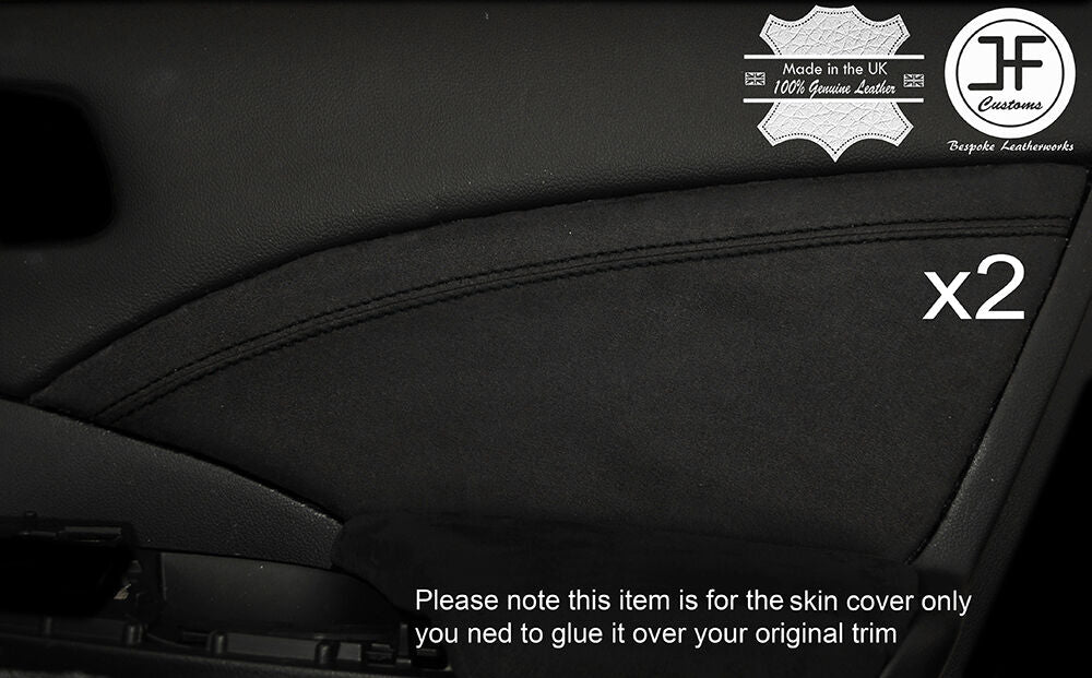 BLACK STITCHING 2X REAR DOOR CARD TRIM SUEDE COVERS FITS HONDA CRV 2012-2016