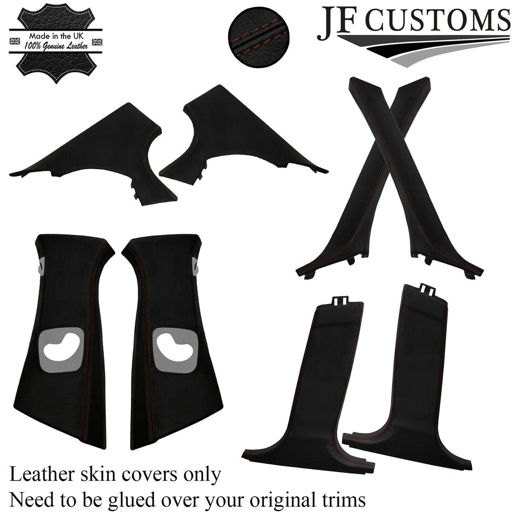 BROWN STITCH ITALIAN LEATHER PILLAR KIT COVERS FOR BMW 5 SERIES F10 F11 10-16