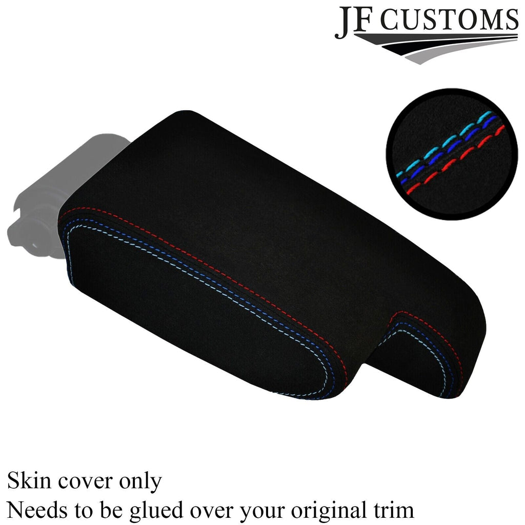 TRI STITCH FITS BMW 3 SERIES E36 1992-1999 ARMREST BLACK PU SUEDE COVER ONLY