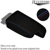 TRI STITCH FITS BMW 3 SERIES E36 1992-1999 ARMREST BLACK PU SUEDE COVER ONLY