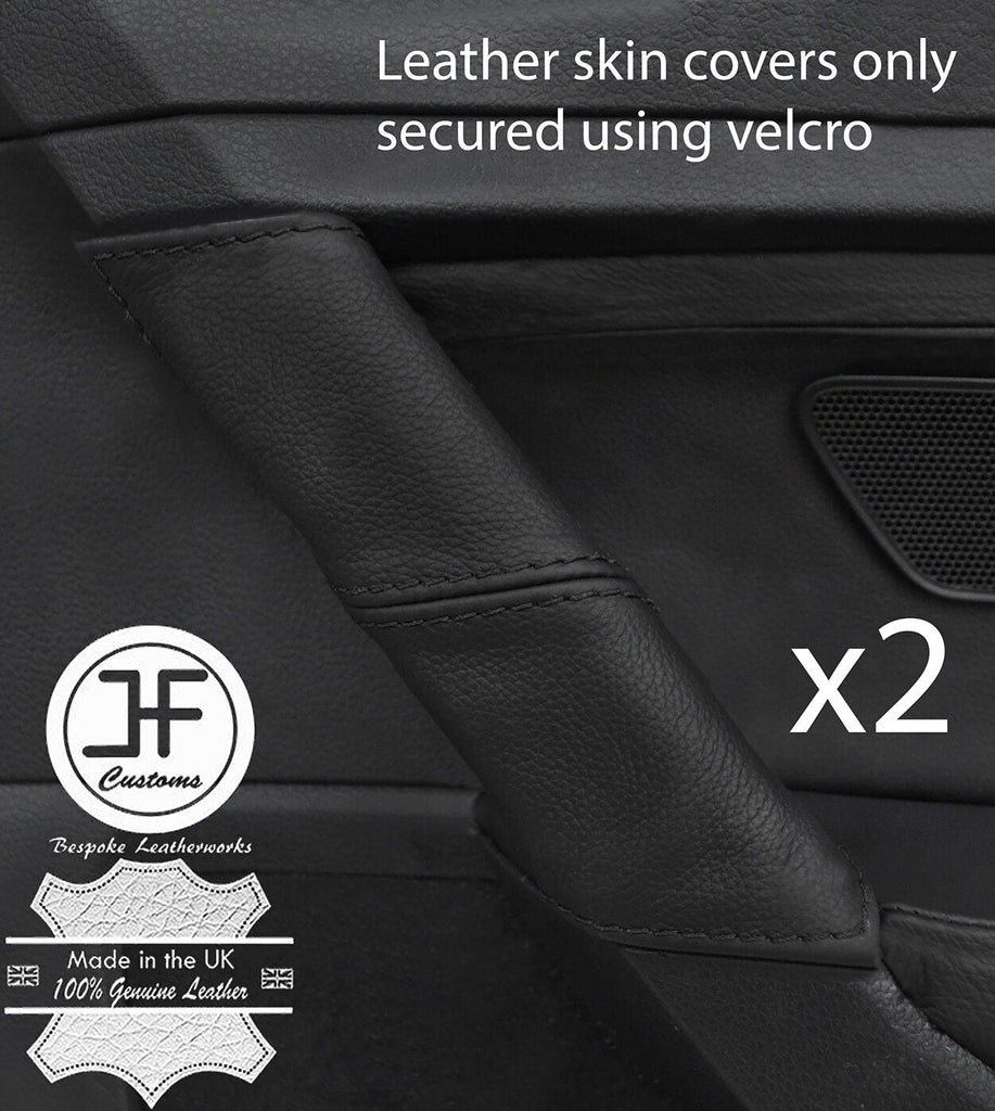 BLACK STITCH 2X REAR DOOR HANDLE LEATHER COVERS FITS VW GOLF MK7 VII 2013-2017