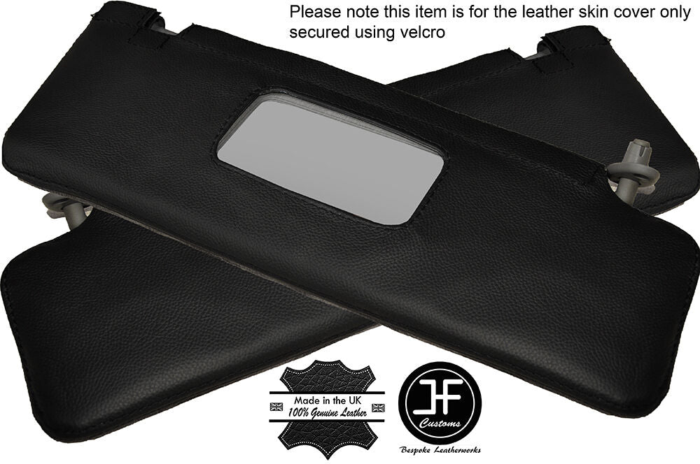 BLACK STITCHING 2X SUN VISORS LEATHER COVERS FITS MERCEDES 190 W201 1982-1993