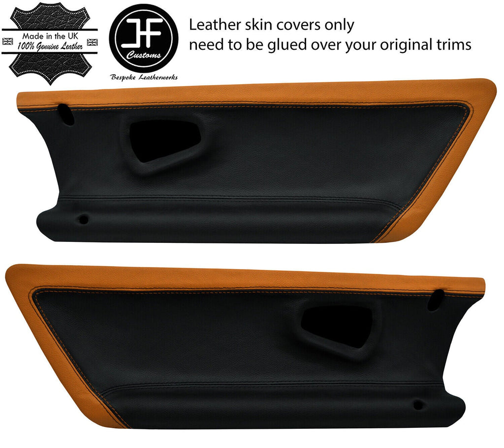 BLACK ORANGE 2X DOOR CARD TRIM LEATHER COVERS FITS SMART ROADSTER 452 03-05 JF1