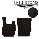 ORANGE DIAMOND STITCH VINYL 2X TAILORED FLOOR CARPETS FOR DAF CF 65 75 85 04-08