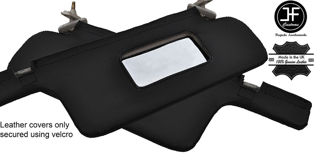BLACK STITCH FITS AUDI 80 B3 1986-1991 2X SUN VISORS COVERS REAL LEATHER