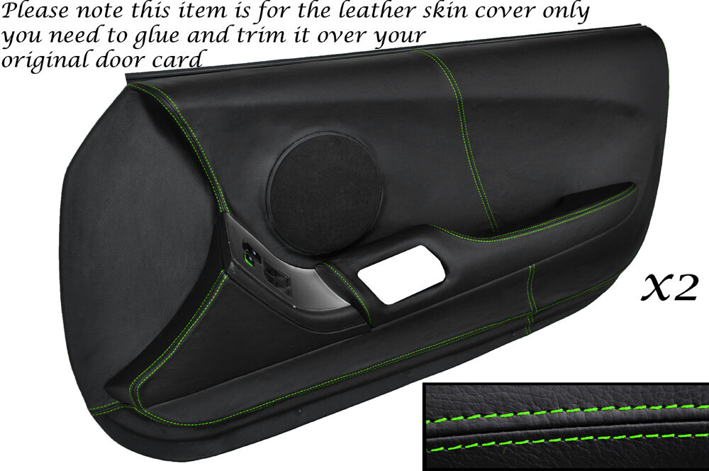 GREEN STITCH 2X FULL DOOR CARD LEATHER SKIN COVER FITS TOYOTA SUPRA MK4 93-02