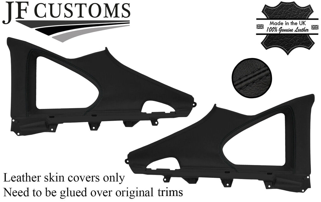 BLACK STITCH 2X REAR WINDOW PANEL LEATHER COVERS FOR TOYOTA SUPRA MK4 93-02 JF1