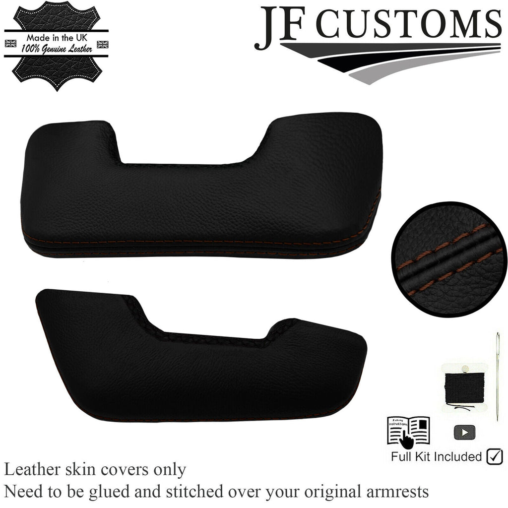 BROWN STITCH & CROSS STITCH LEATHER 2X DOOR HANDLE COVERS FOR TRIUMPH TR7 76-82