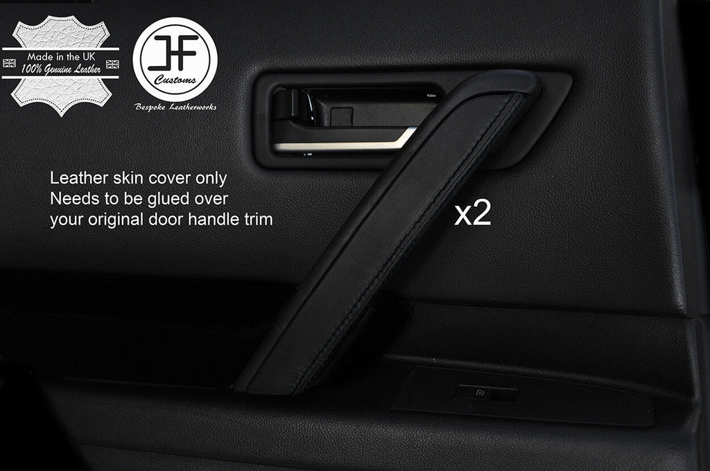 BLACK STITCH 2X REAR DOOR HANDLE TRIM LTHR COVERS FOR INFINITI FX35 FX45 03-08