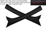 RED STITCH 2X A PILLARS LEATHER SKIN COVERS FITS FORD KA 1996-2009 CUSTOM NEW