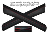 RED STITCH 2X A POST PILLARS LEATHER SKIN COVERS FITS MERCEDES W123 CUSTOM NEW