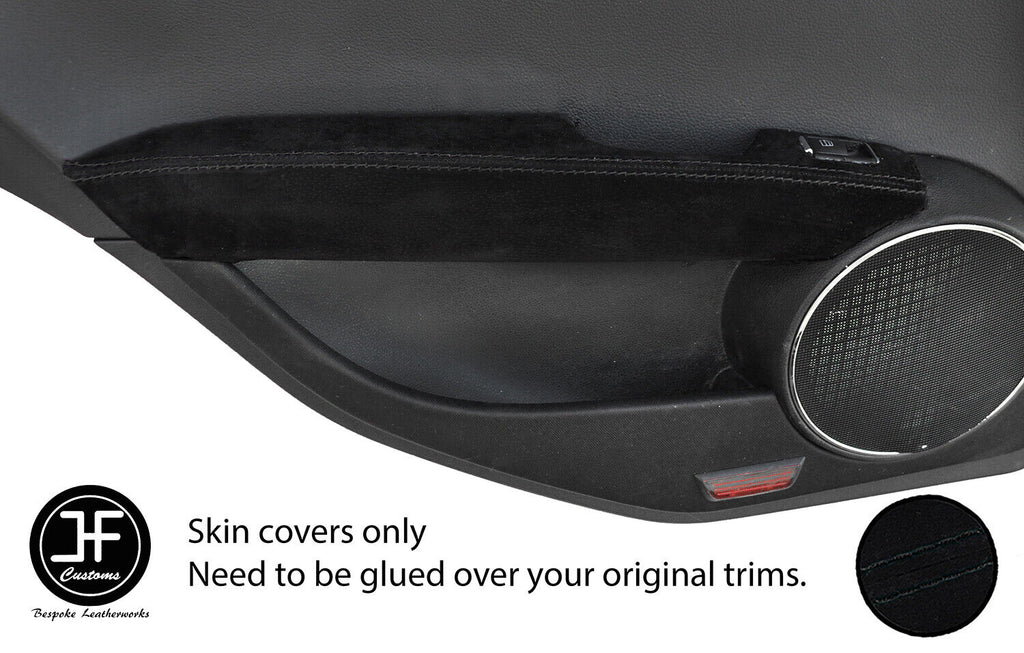 BLACK STITCH 2X REAR DOOR ARMREST SUEDE COVER FOR MERCEDES C CLASS W204 07-14