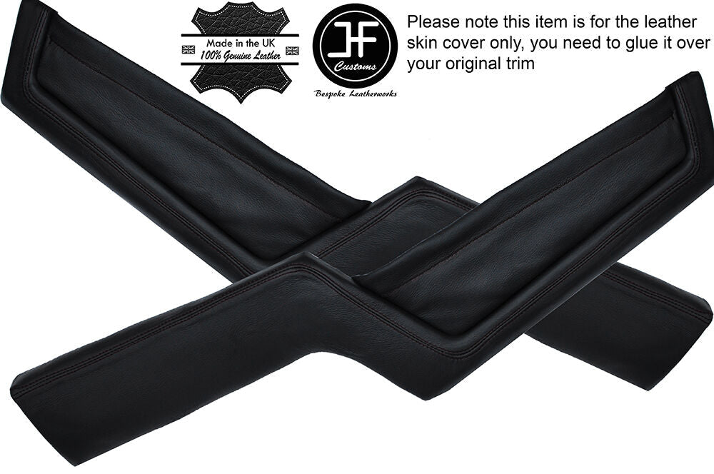 BLACK STITCH 2X LOWER DOOR POCKET PANEL LEATHER COVERS FITS FERRARI F355 94-99