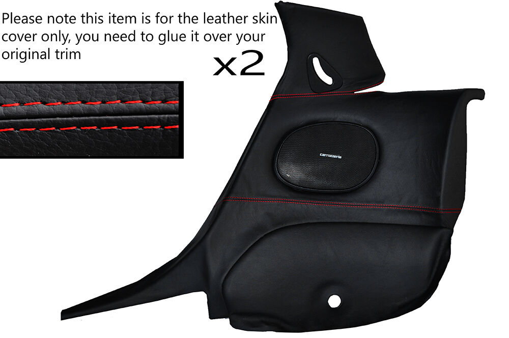 RED STITCH 2X REAR DOOR CARDS LEATHER SKIN COVERS FITS MAZDA RX7 FD3S 92-02