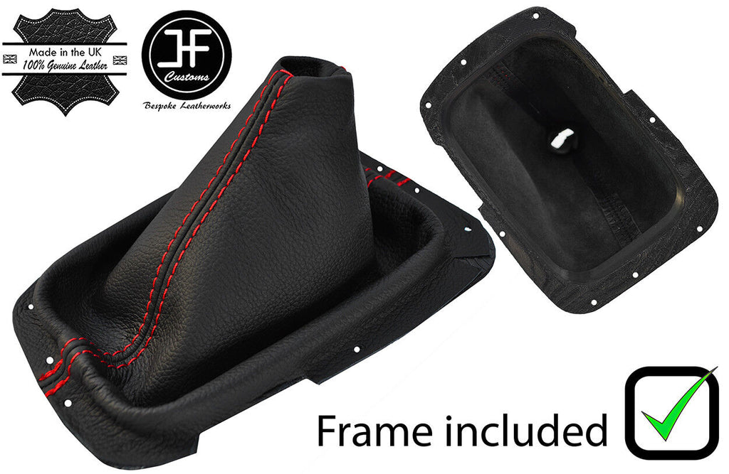 RED STITCH LEATHER GEAR GAITER+PLASTIC FRAME FITS NISSAN S14 SILVA 1994-1998