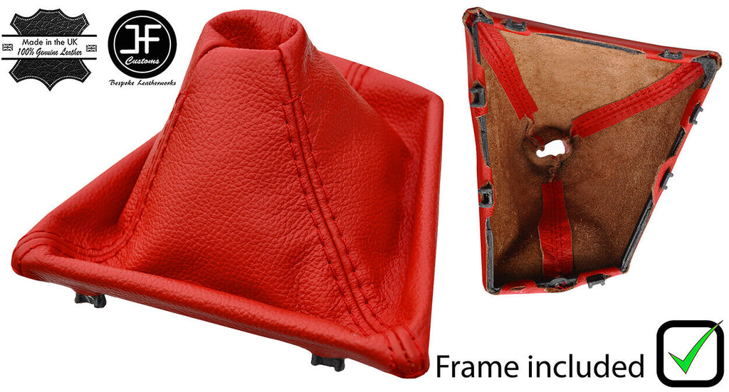 RED  REAL LEATHER GEAR GAITER + PLASTIC FRAME FOR BMW 3 F30 F31 2012-2016