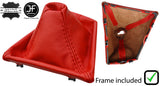 RED  REAL LEATHER GEAR GAITER + PLASTIC FRAME FOR BMW 3 F30 F31 2012-2016