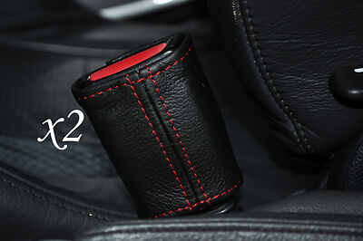 RED STITCH FITS BMW MINI ONE COOPER S 01-06 2X SEAT BELT STALK LEATHER COVERS